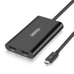 Đầu cắm Choetech USB Type C Thunderbolt 3 (40Gbps) - 2x HDMI 2.0 4K 60Hz đen (HUB-H07)